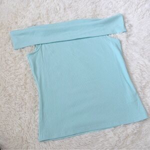 NWT Old Navy Ribbed Knit Off the Shoulder Top in Soft Blue